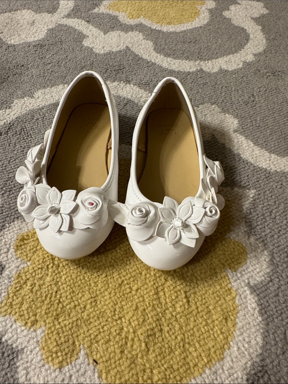 Janie and Jack White Floral Patent Ballet Flats